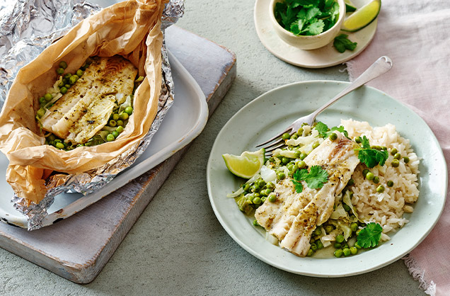 Thai coconut fish with rice