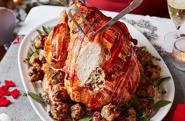 Turkey with maple butter, walnut-cranberry stuffing and juniper gravy recipe