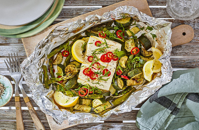 Easy cheesy veggie parcels