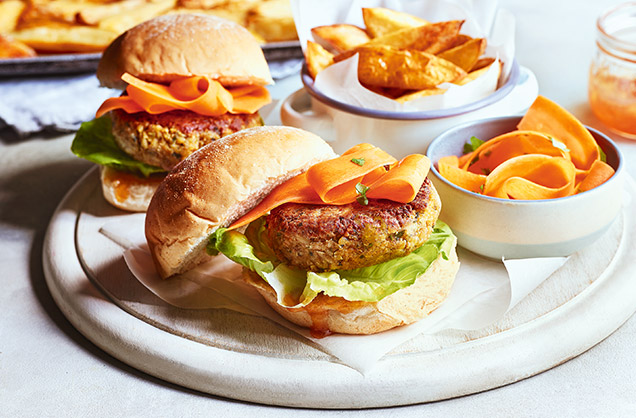 Monday: Curried chickpea burgers
