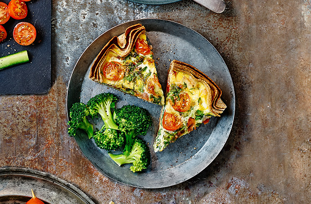 Ham and spinach tortilla quiche 
