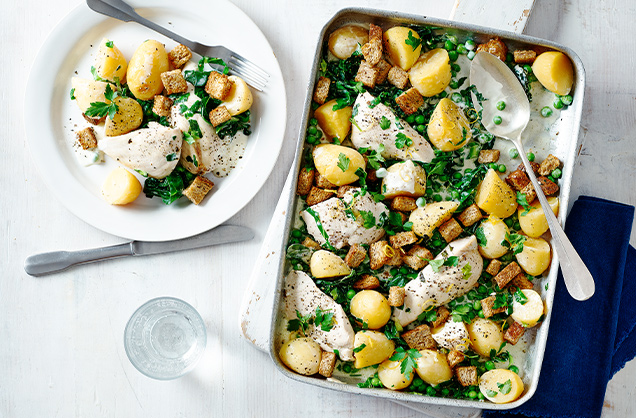 Tuesday: Creamy mustard chicken traybake
