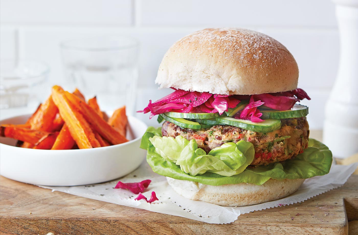 Monday: Bean burgers with carrot fries