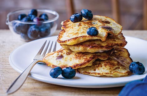 Banana pancakes with blueberries