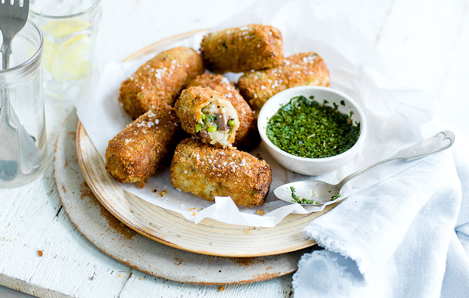 Leftover lamb croquettes