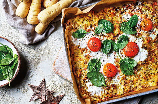Egg-topped parsnip rosti