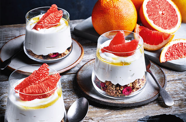 Pink grapefruit breakfast pots
