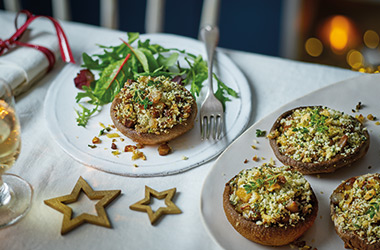 Chestnut-stuffed mushrooms with walnut crumb