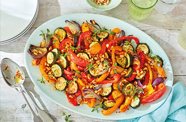 Roasted pepper and courgette salad