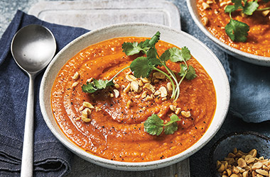 Creamy korma-style sweet potato soup