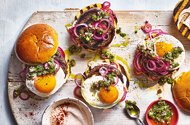South American-style beef burgers