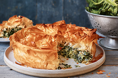 Spring greens spanakopita