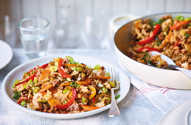 Cajun beef and veg rice bowl