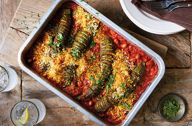 Hasselback courgette bake