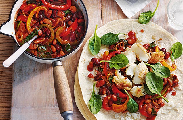 Loaded fish burritos
