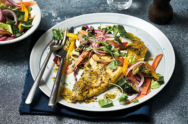 Quick dinner: Peanut-crusted fish with crunchy slaw