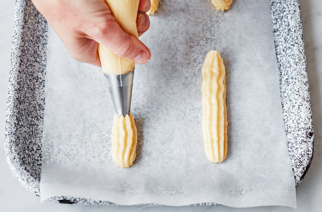 Pipe the dough