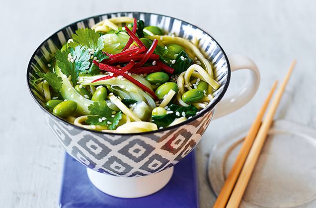 Miso greens noodle pot