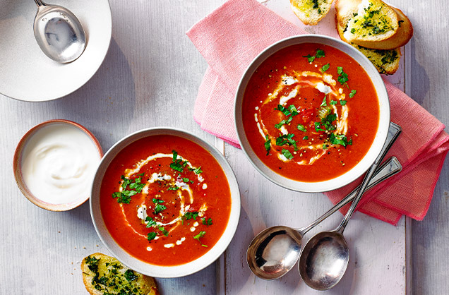 Thursday: Smoky roasted pepper soup with garlic bread