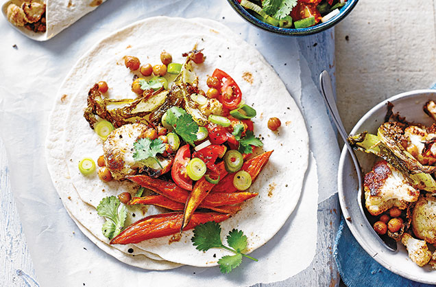 Spiced cauliflower and chickpea tacos