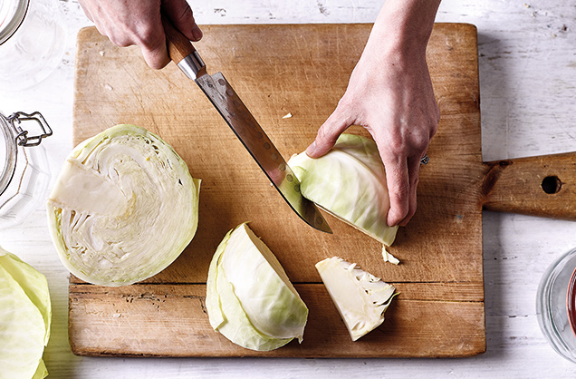 Coring the cabbage