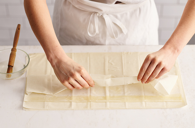 Brushing the pastry