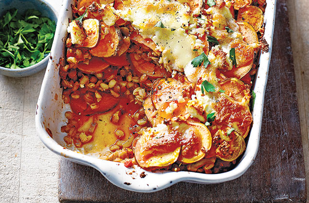 Friday: Sweet potato and lentil 'lasagne'