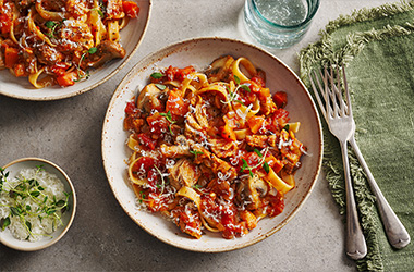 Pork ragu with tagliatelle