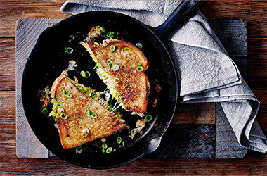 Tuna melt toastie with Brussels sprouts